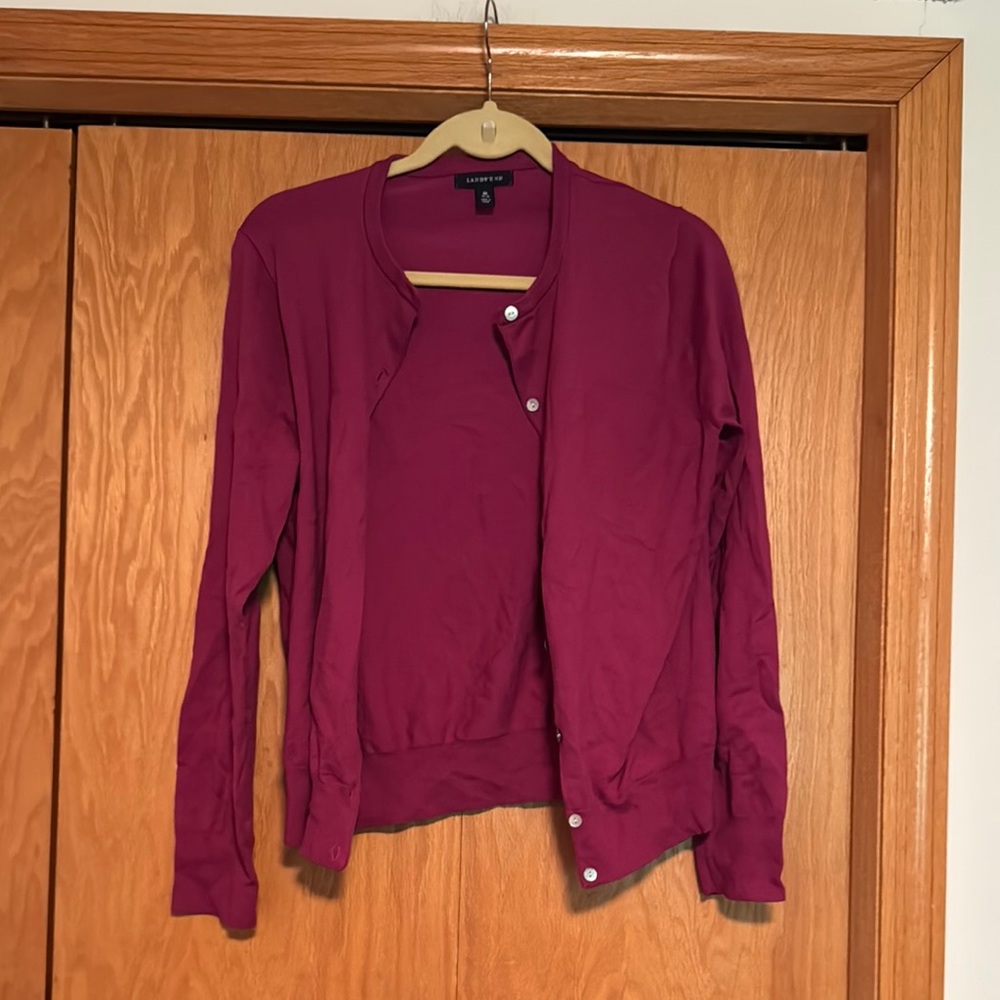 Lands' End Women's Cardigan - Berry